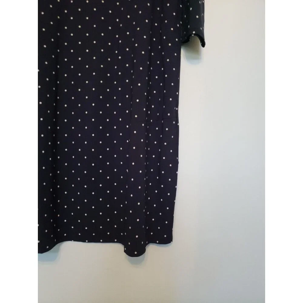 J Jill Wearever Collection Womens S Navy Blue Shirt Dress 3/4 Sleeve Polka Dot - Picture 3 of 6
